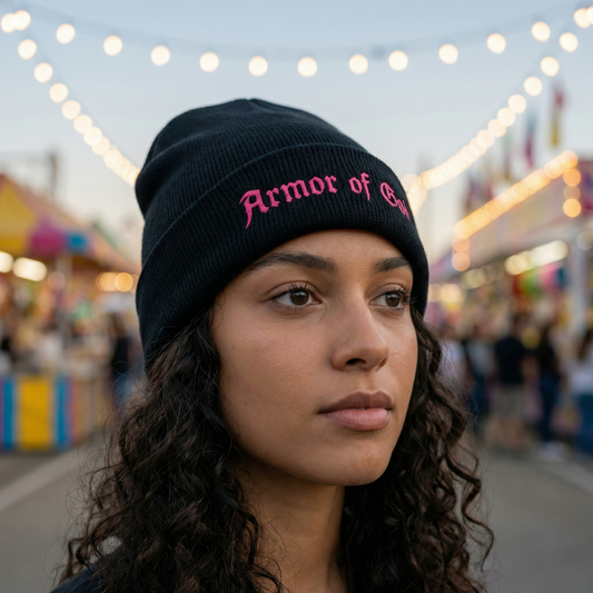 Black Faith Armor Beanie - Hypoallergenic Acrylic Comfort