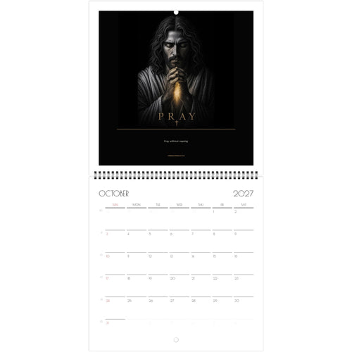 Open 2027 Armor of God wall calendar showing the October page