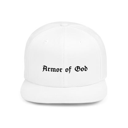 Armor of God Flat Bill Snapback (Black, White)