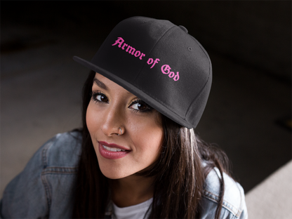 Armor of God Flat Bill Snapback (Pink, Black)