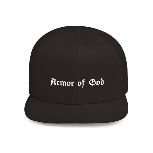 Armor of God Flat Bill Snapback (White, Black)