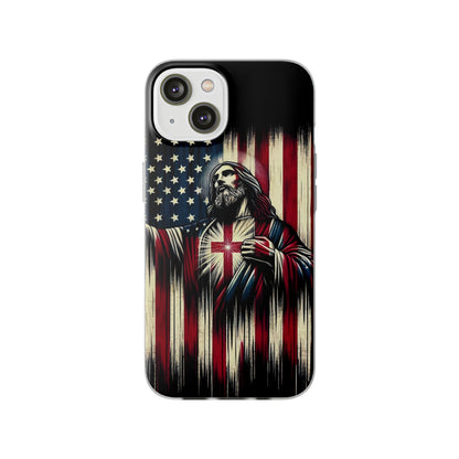 Jesus with Flag iPhone Case