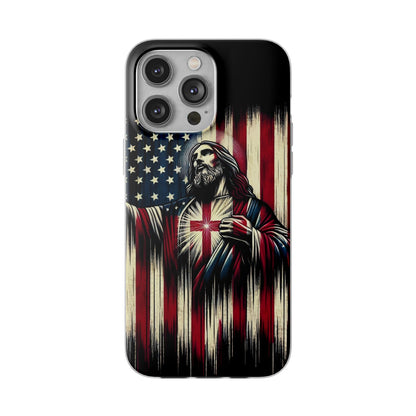 Jesus with Flag iPhone Case