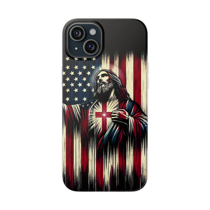 Jesus with Flag iPhone Case