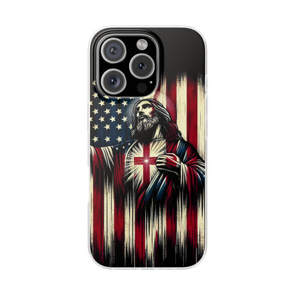 Jesus with Flag iPhone Case