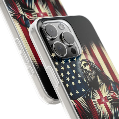 Jesus with Flag iPhone Case