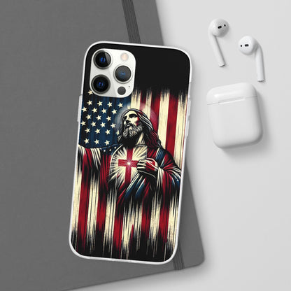 Jesus with Flag iPhone Case