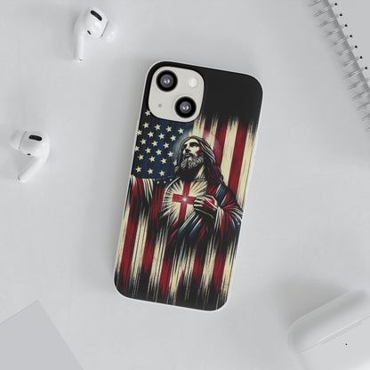 Jesus with Flag iPhone Case