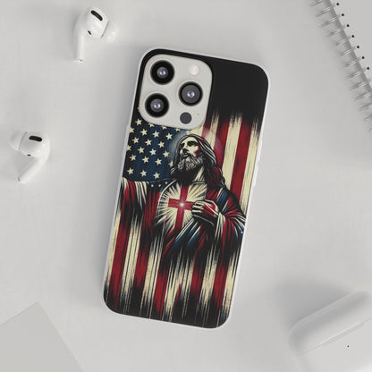 Jesus with Flag iPhone Case