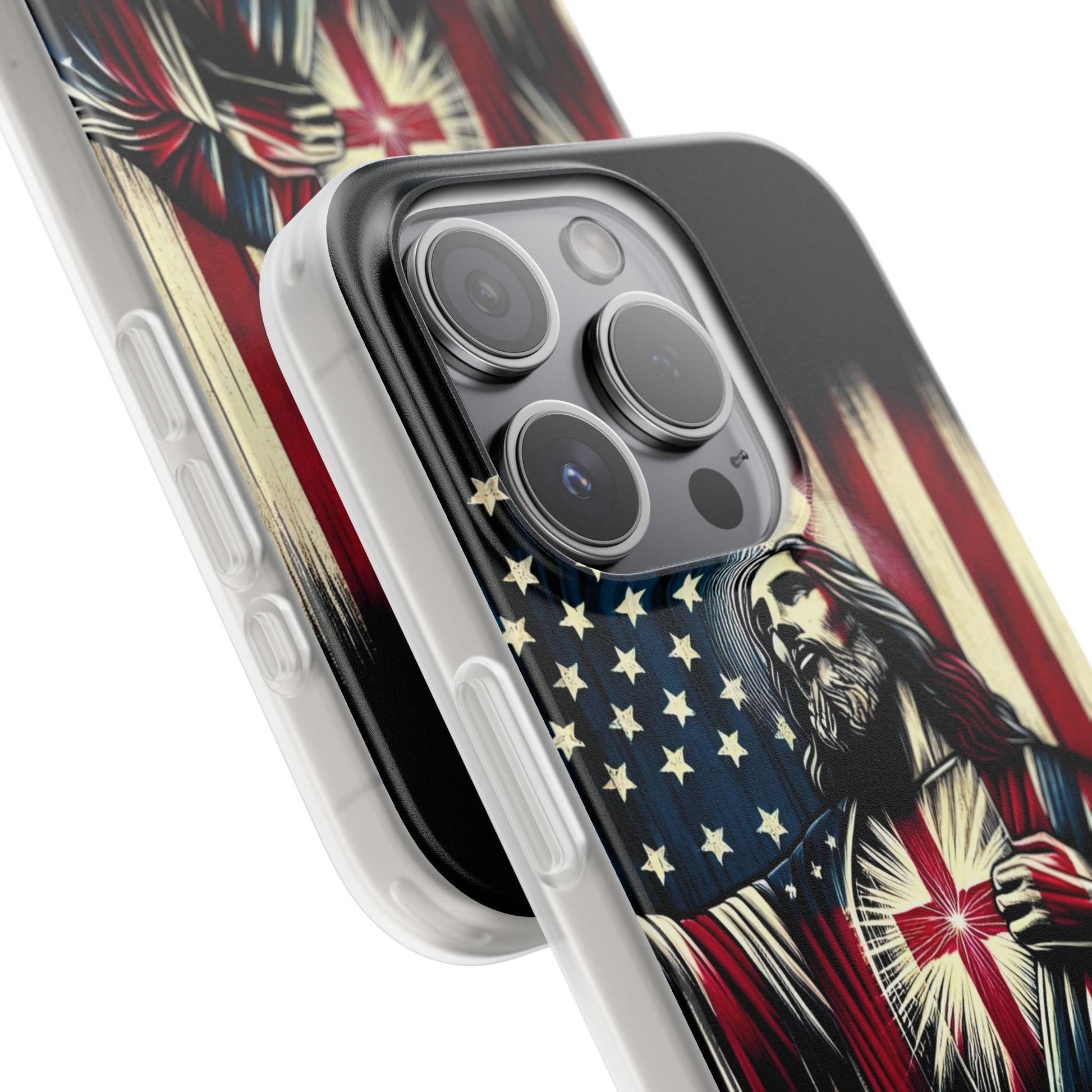 Jesus with Flag iPhone Case