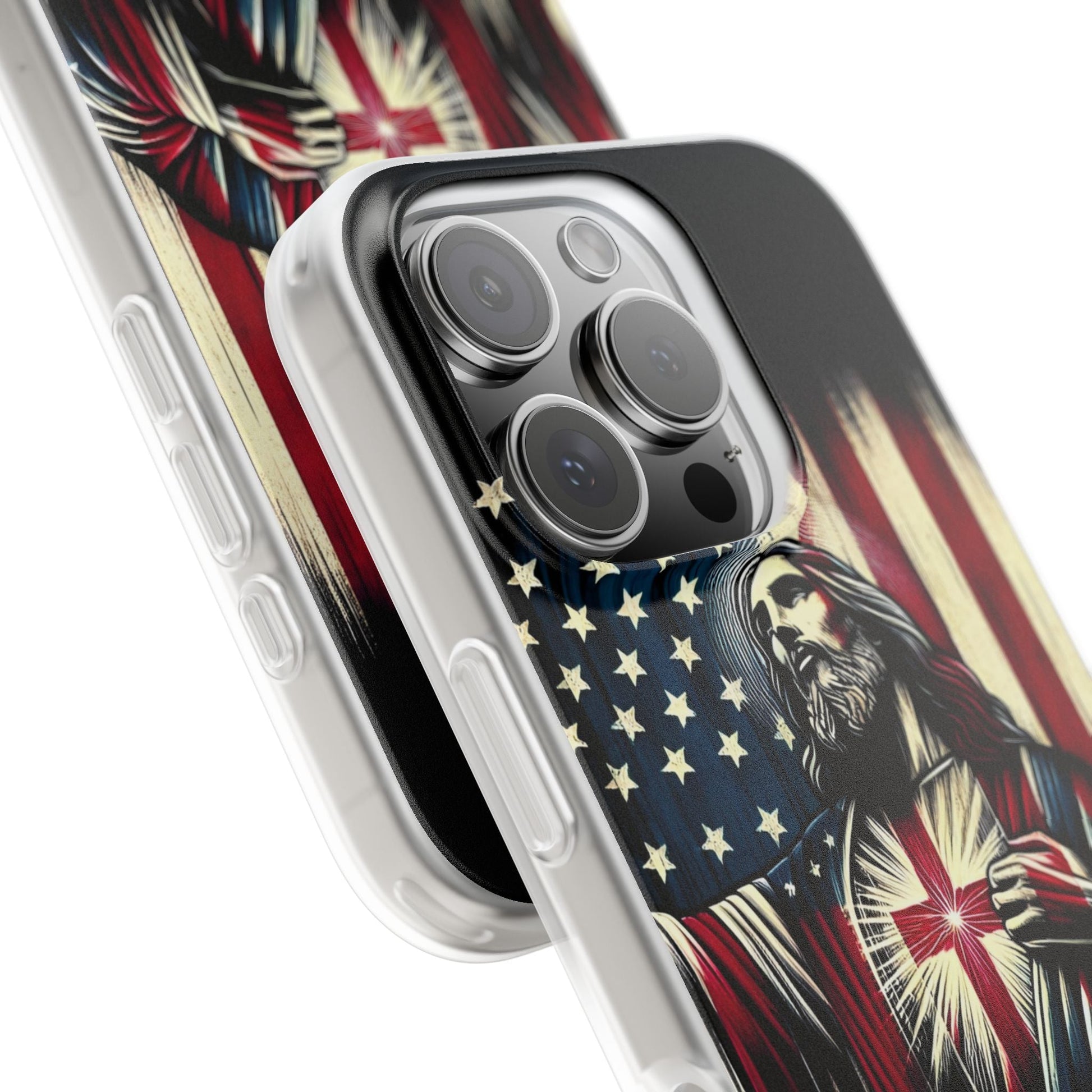 Jesus with Flag iPhone Case