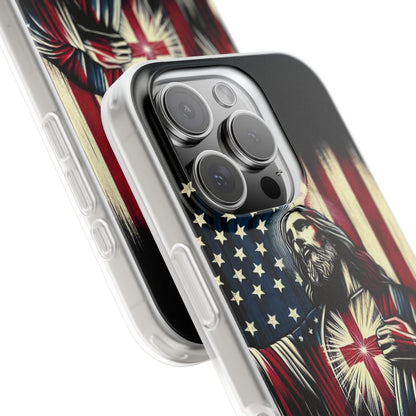 Jesus with Flag iPhone Case