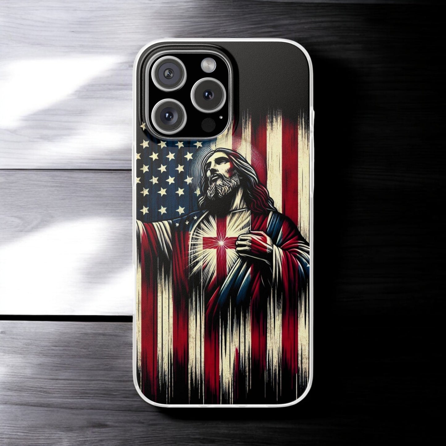 Jesus with Flag iPhone Case