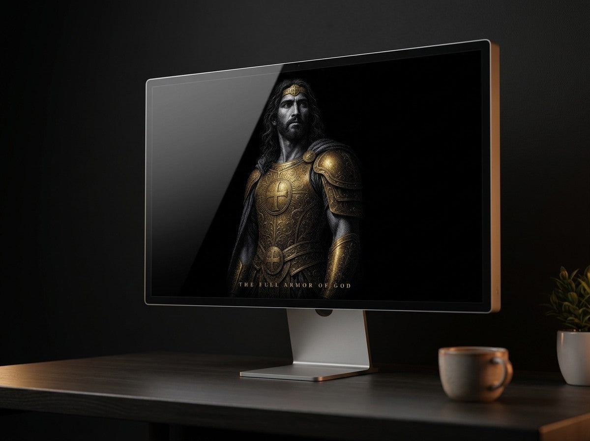 The Armor Collection wallpaper on a desktop display