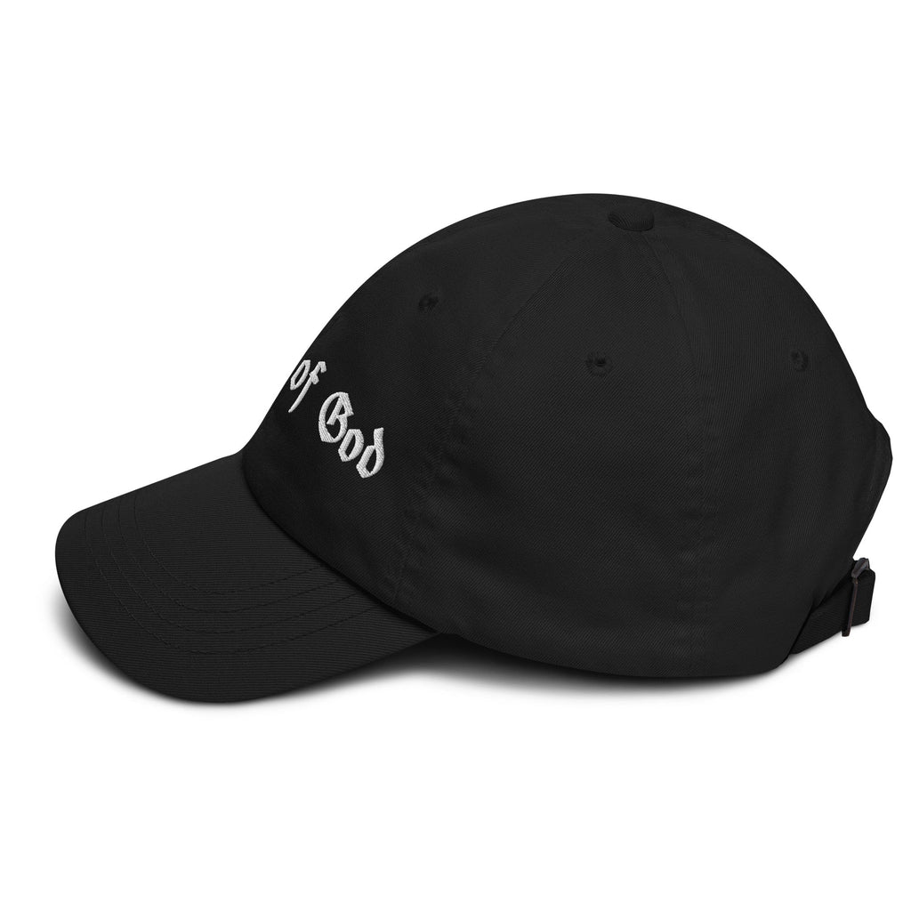 Armor of God Dad Hat in black, left side view with no side embroidery