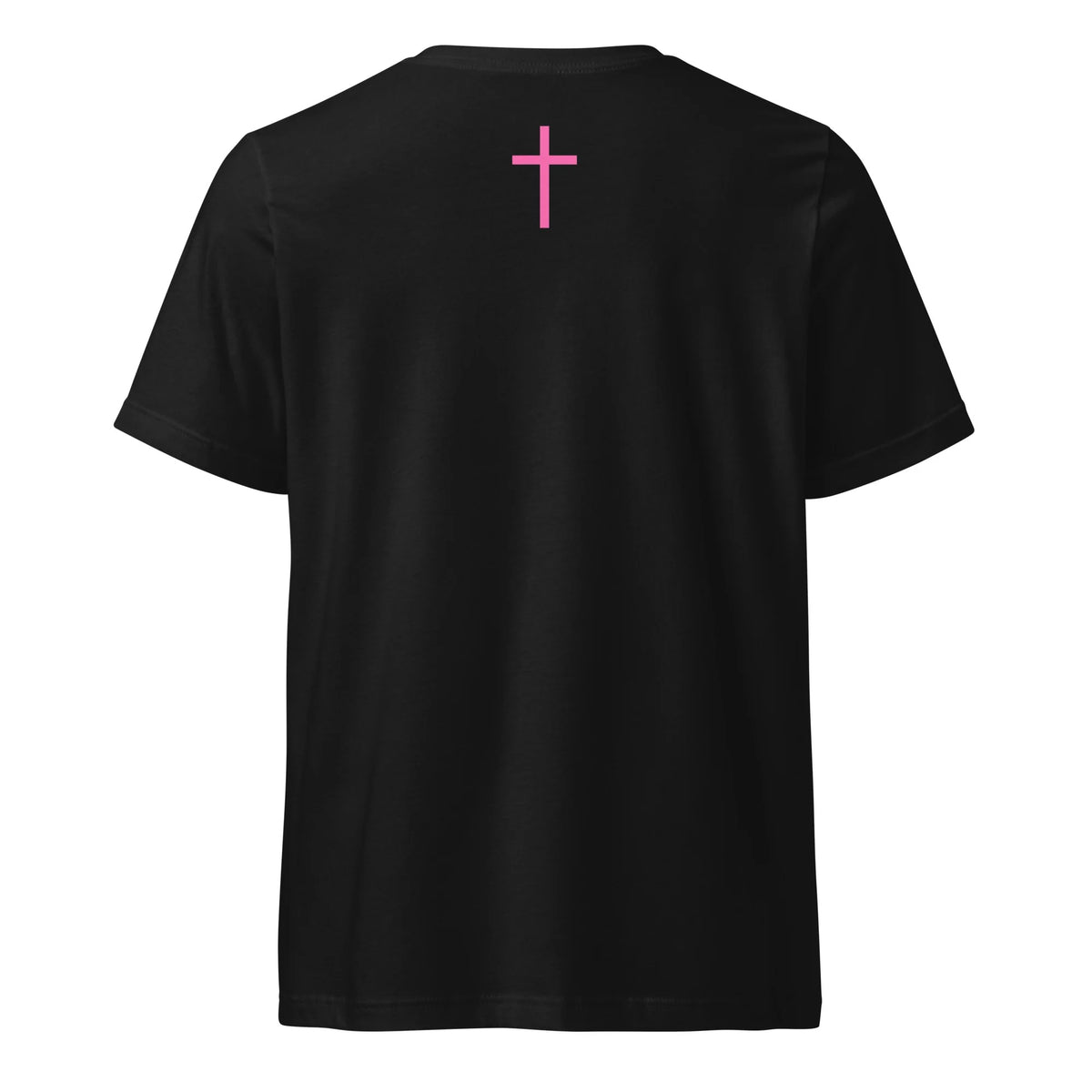 Armor of God V-Neck T-Shirt in black with pink VI:X cross back print