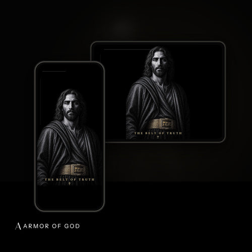 Belt of Truth Wallpaper device mockup showing the wallpaper on iPhone and iPad