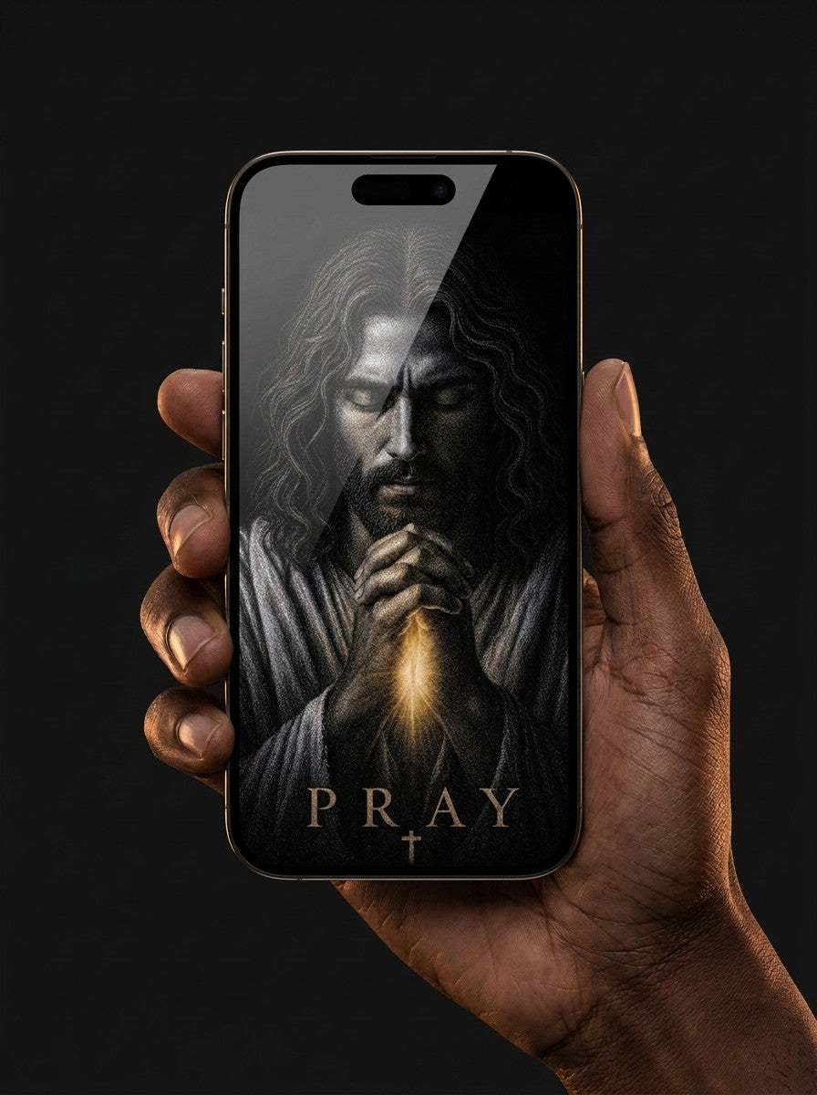 The Prayer Collection wallpaper pack shown on an iPhone