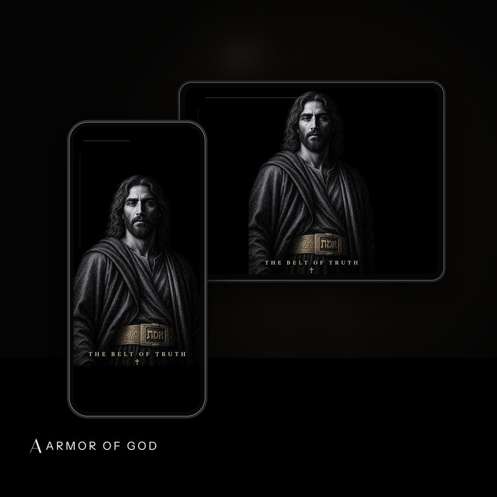 The Armor Collection Wallpaper Pack device mockup showing the wallpaper on iPhone and iPad