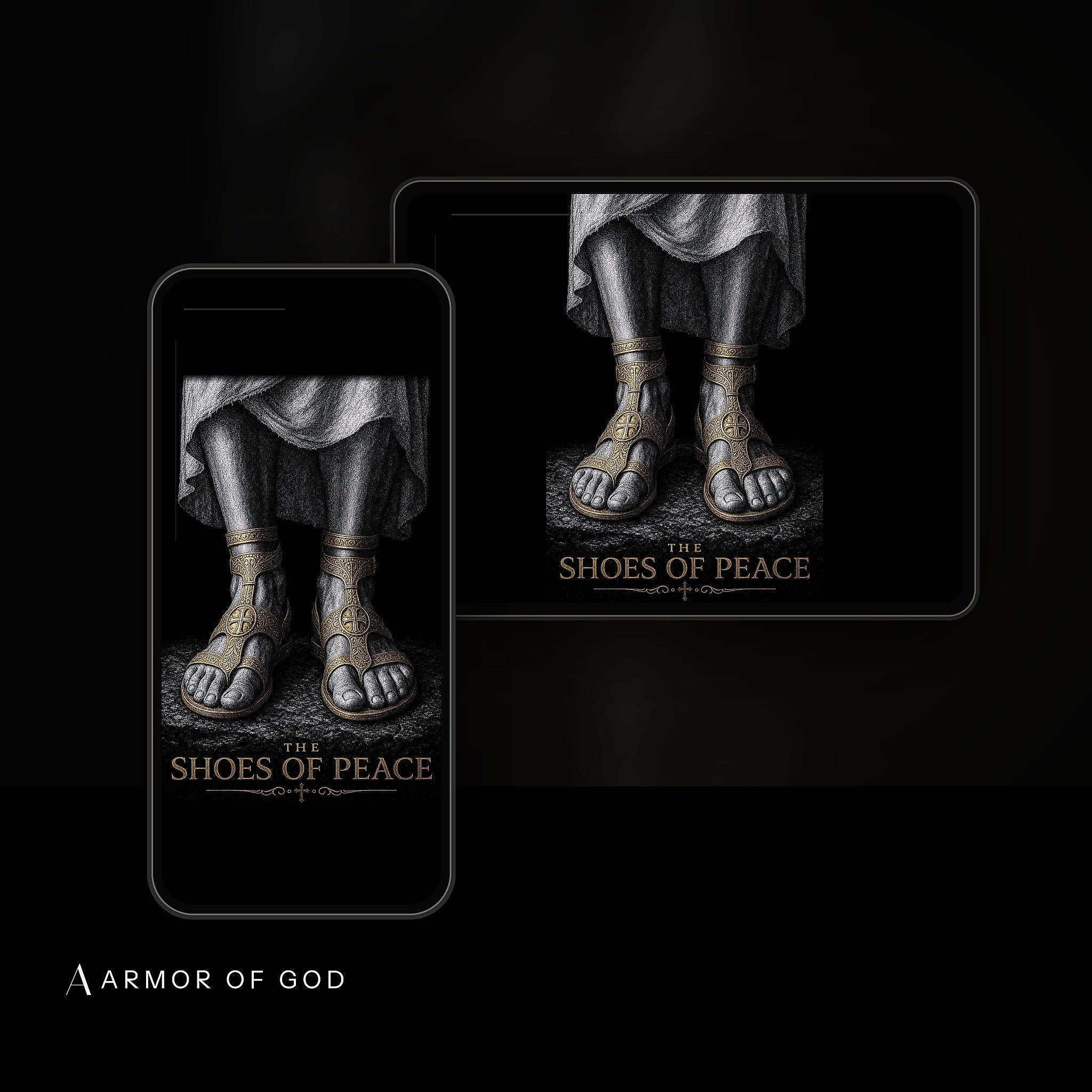 The Peace & Rest Collection Wallpaper Pack device mockup showing the wallpaper on iPhone and iPad