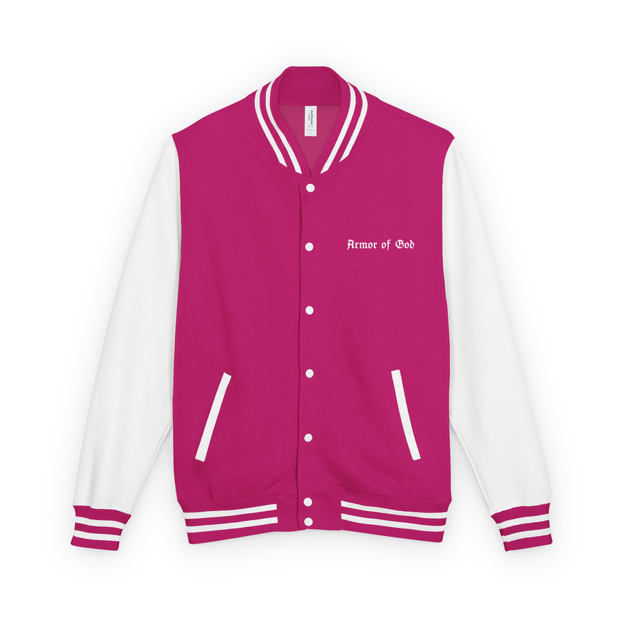 Armor of God Letterman Jacket - Pink